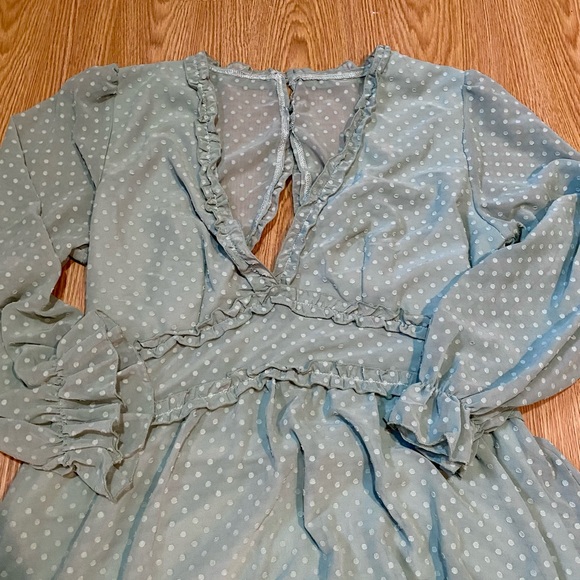 Mint Ruffle Mini Dress - Picture 5 of 7